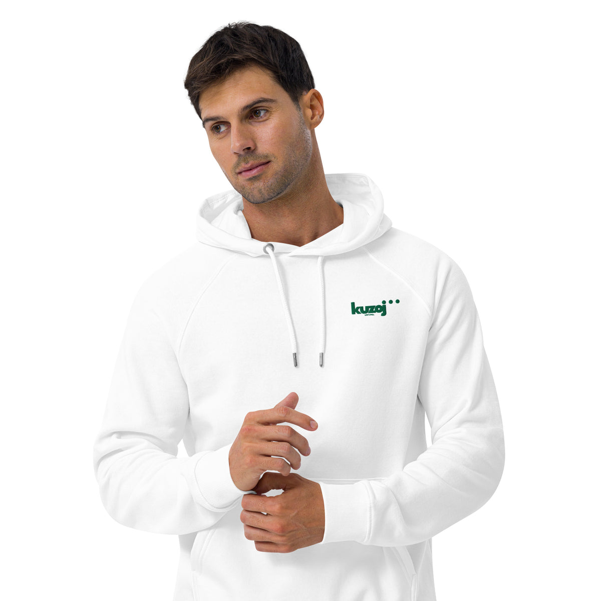 Sudadera eco unisex Kuzoj frontal blanco