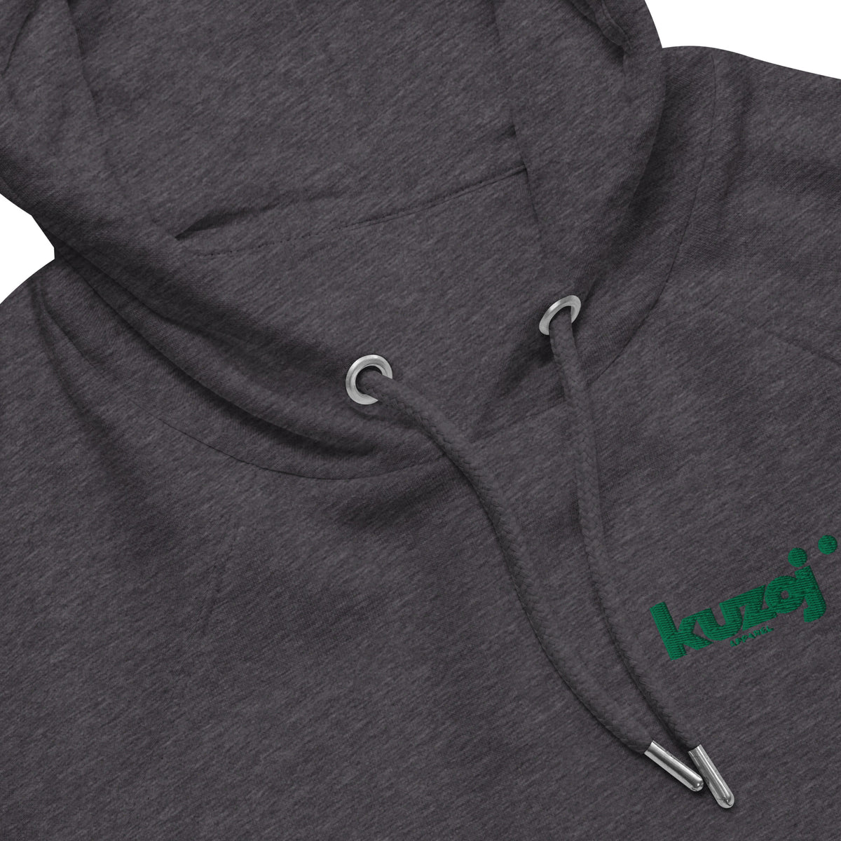 Sudadera eco unisex Kuzoj - frontal cuello con cordones gris