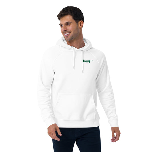 Sudadera eco unisex Kuzoj vista frontal blanca